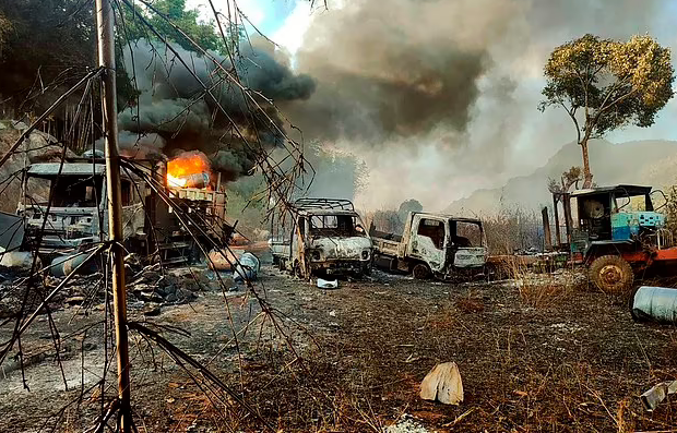 Scenes of the massacre in Hpruso township, Kayah state, Myanmar, December 24, 2021