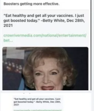  Viral post claiming Betty White said she received COVID booster shot 3 days before her death