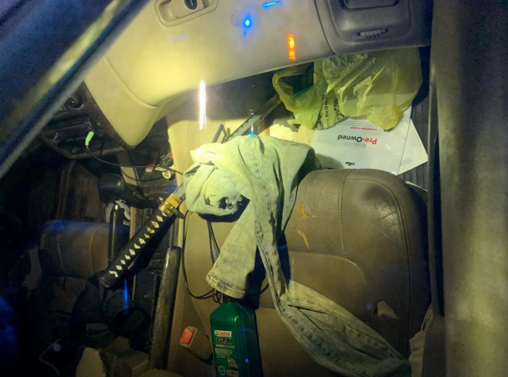 The assault weapon found in Damien Winslow Washam's car The assault weapon found in Damien Winslow Washam's car