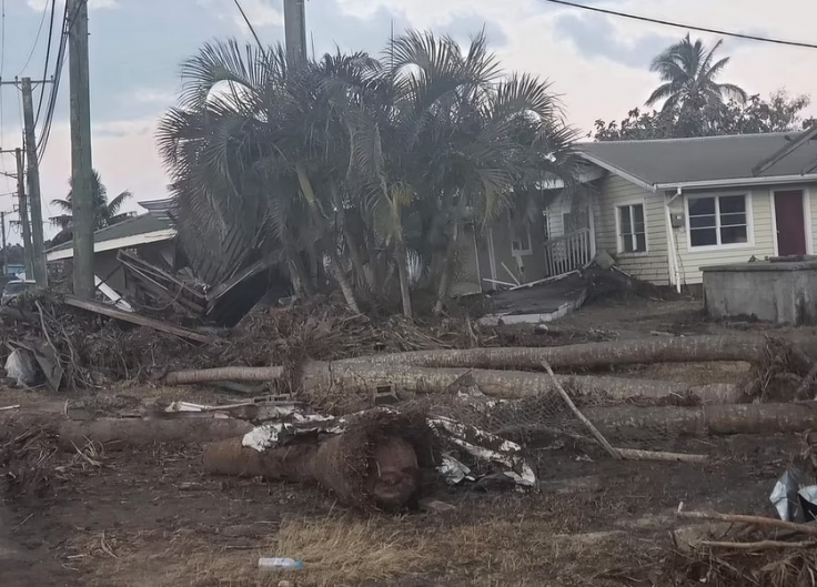 Photo showing the devastation caused by the tsunami in Tonga