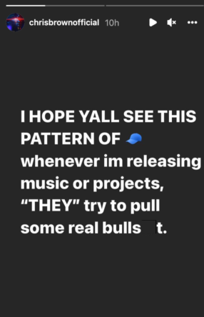 Chris Brown's Instagram story Chris Brown's Instagram story