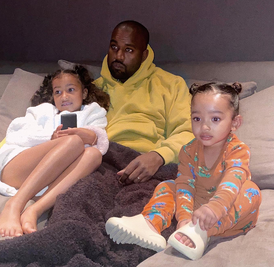 Kanye West with his kids