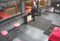 Footage of the man throwing snow at the employees