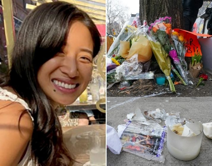 Christina Lee's makeshift memorial was vandalized outside the building where she was killed