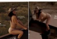 The video featured a scantily clad Stogner sitting on an oil rig The video featured a scantily clad Stogner sitting on an oil rig