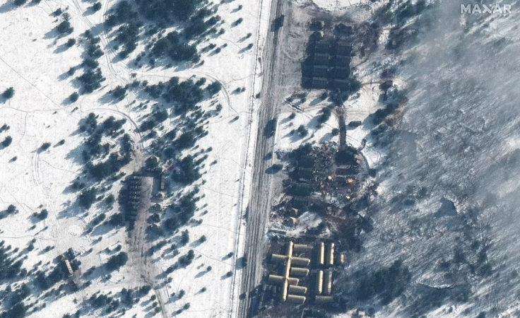  Images showed housing area for troops and a field hospital at Zyabrovka air base in Belarus