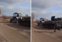 Ukrainian tractor stealing tank
