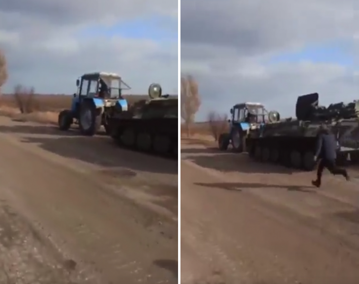 Ukrainian tractor stealing tank