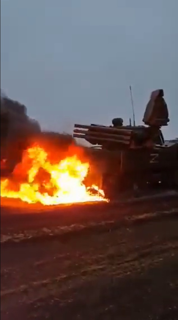 Pantsir-C set on fire Pantsir-C set on fire