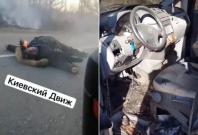 The video showed the aftermath of Russian soldiers opening fire on the man in his Mercedes minivan along with his three dogs