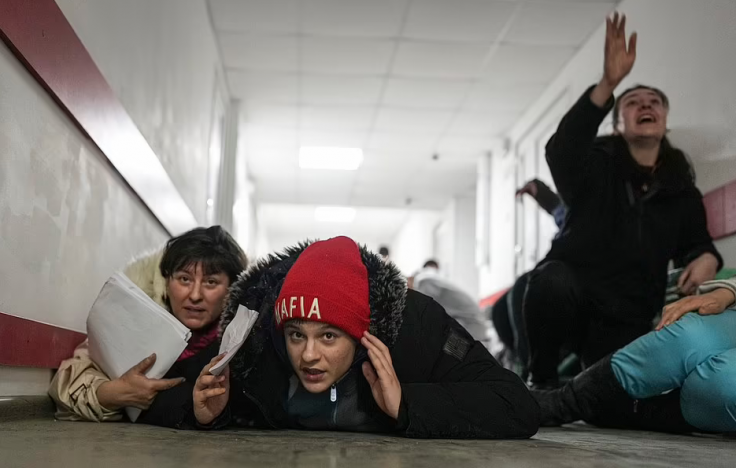  Image showing people on the floor of a hospital during shelling by Russian forces in Mariupol, March 4, 2022