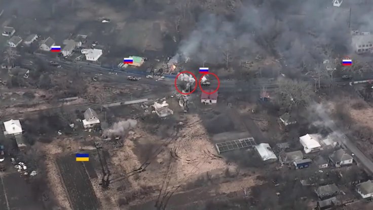 Russian tanks set ablaze