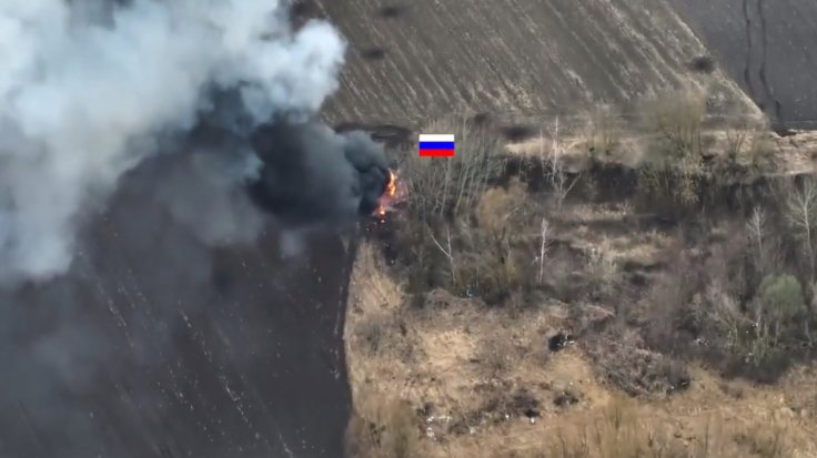 Russian tank on fire
