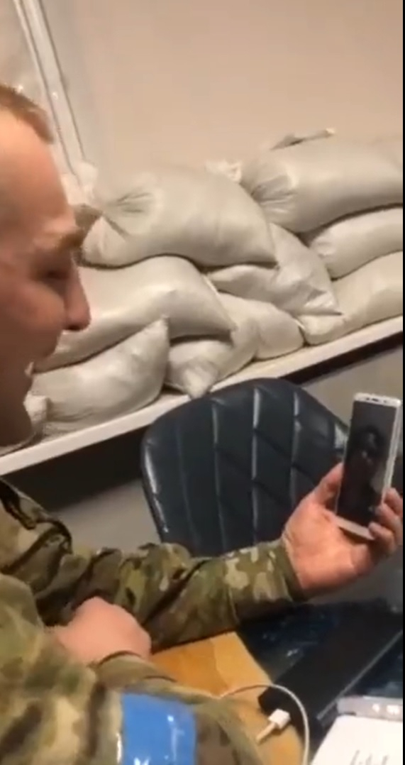 Ukraine soldier mocking