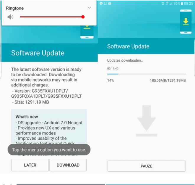 Galaxy S7 Nougat OTA update