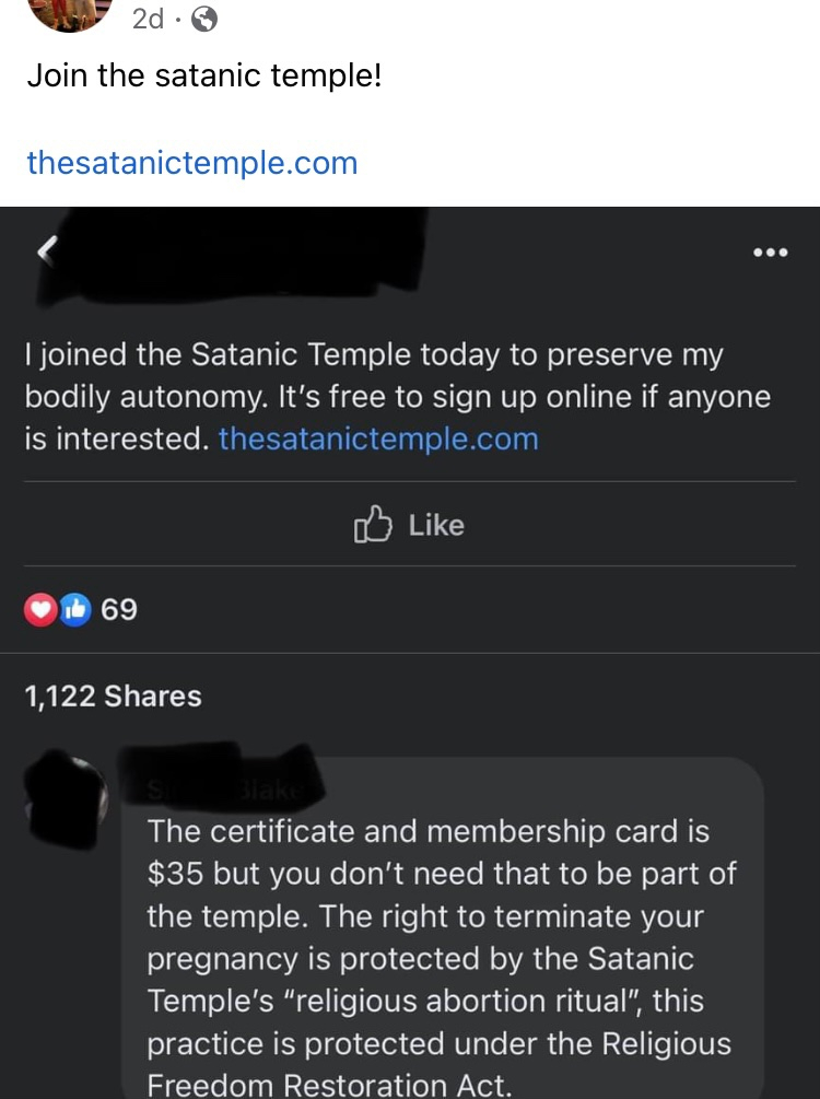 FACT CHECK: Does Joining The Satanic Temple Help Protect Abortion Rights?