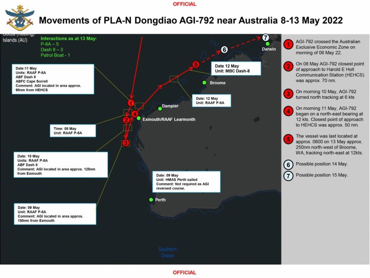 Australia shared details about the Chinese vessel Haiwangxing