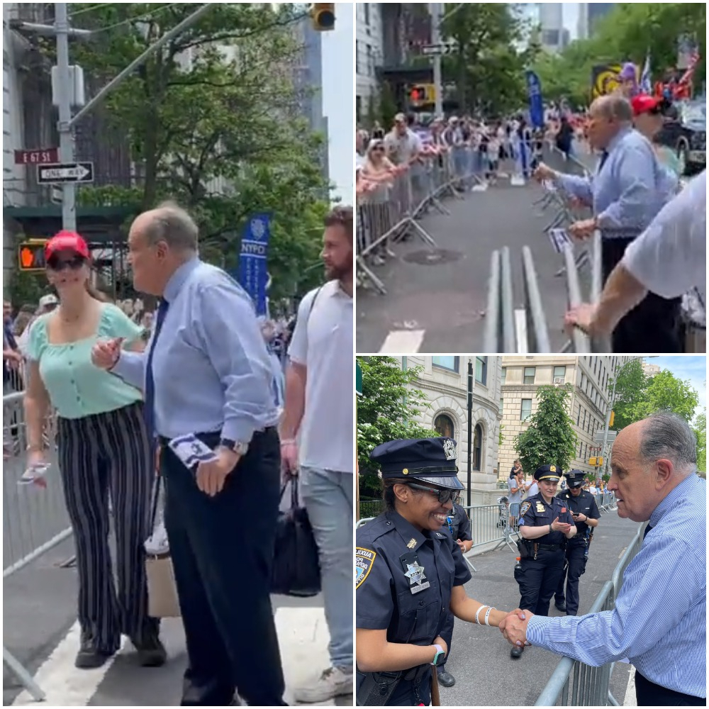   Rudy Guiliani engaged in a heated exchange with hecklers