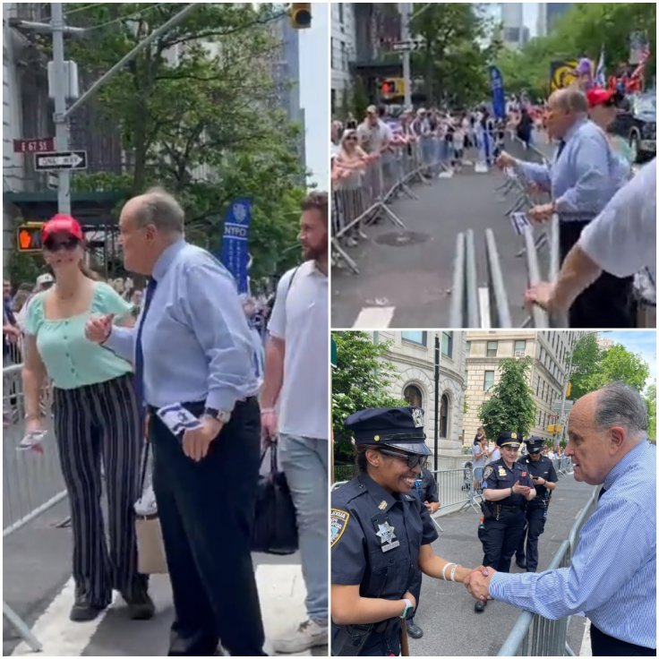 Rudy Guiliani engaged in a heated exchange with hecklers Rudy Guiliani engaged in a heated exchange with hecklers