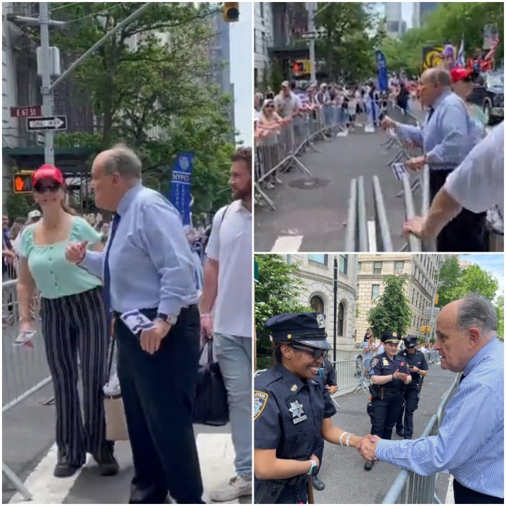   Rudy Guiliani engaged in a heated exchange with hecklers