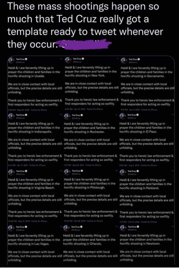 Ted Cruz's template for tweets on shootings Ted Cruz's template for tweets on shootings
