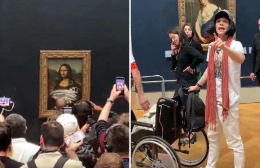 Mona Lisa Vandalized with Cake by Climate Change Activist Disguised as ...