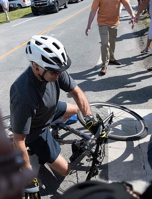 Joe Biden falls off his bike Joe Biden falls off his bike