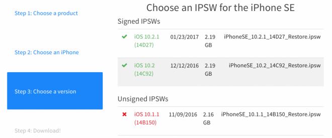 Downgrade iOS 10.2.1 to iOS 10.2: Check firmware signing