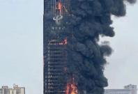 The building of China Telecom in Changsha has gone up in flames