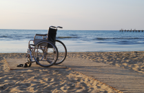 wheelchair by the sea