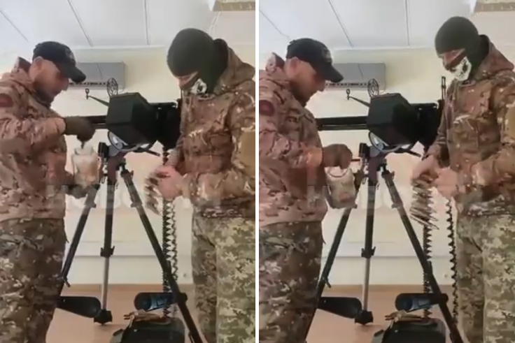 Ukrainian soldiers greasing bullets with pig fat