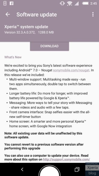 Android 7.0 Nougat update for Sony Xperia devices