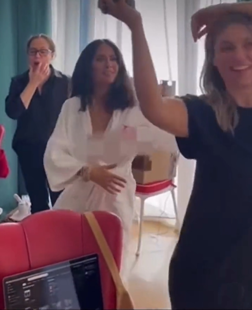 Salma Hayek Flashes Boobs in Major Wardrobe Malfunction While Showing Off Her Dance Skills in Bathrobe to Celebrate 24M Instagram Followers WATCH photo