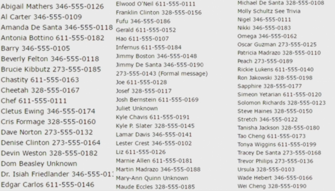 gta 5 online all phone numbers