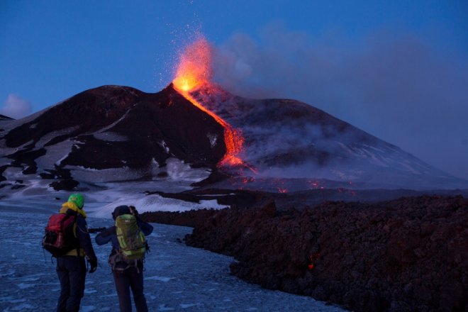 Mount Etna erupts