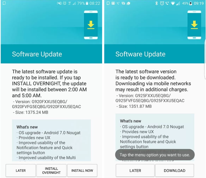Android 7 Update S6 Edge