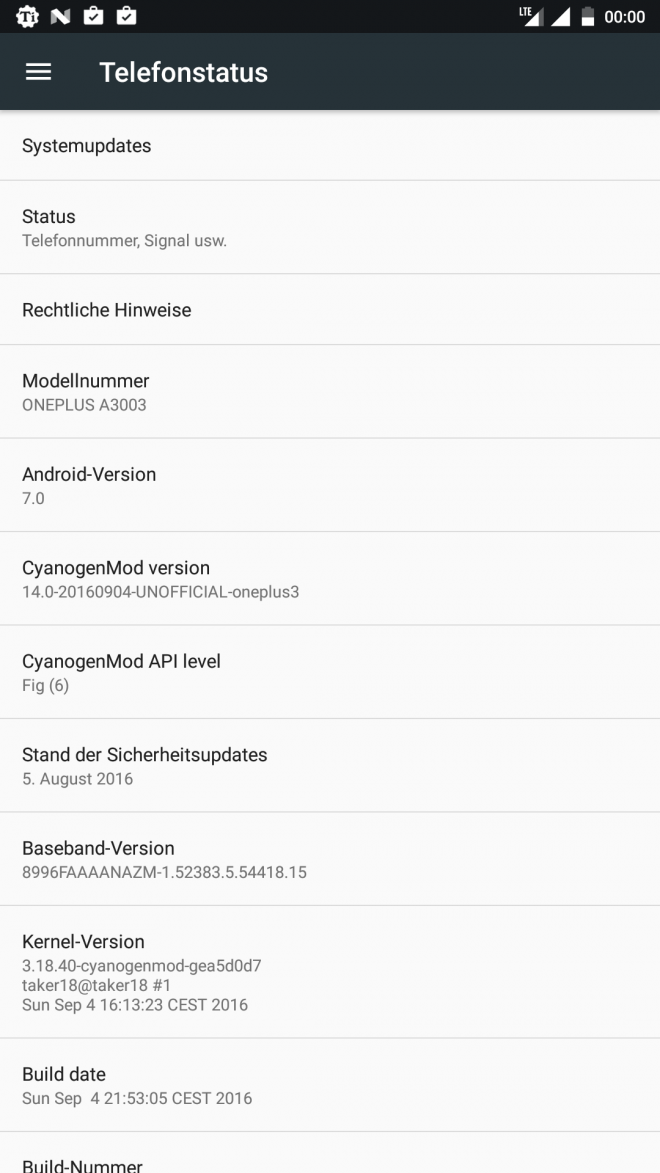 OnePlus 3 running CyanogenMod 14.1 ROM
