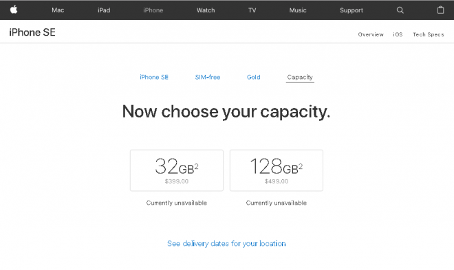 iPhone SE new storage models iPhone SE new storage models