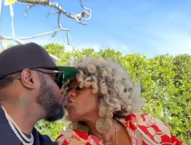 Diddy kissing his mother