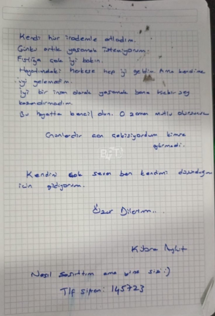 Kubra's sucide note