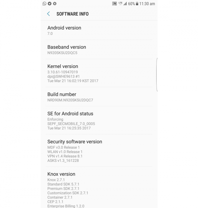 Galaxy Note 5 Nougat OTA update Galaxy Note 5 Nougat OTA update