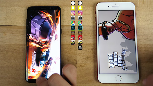Galaxy S8 vs iPhone 7 Plus speed-test comparison