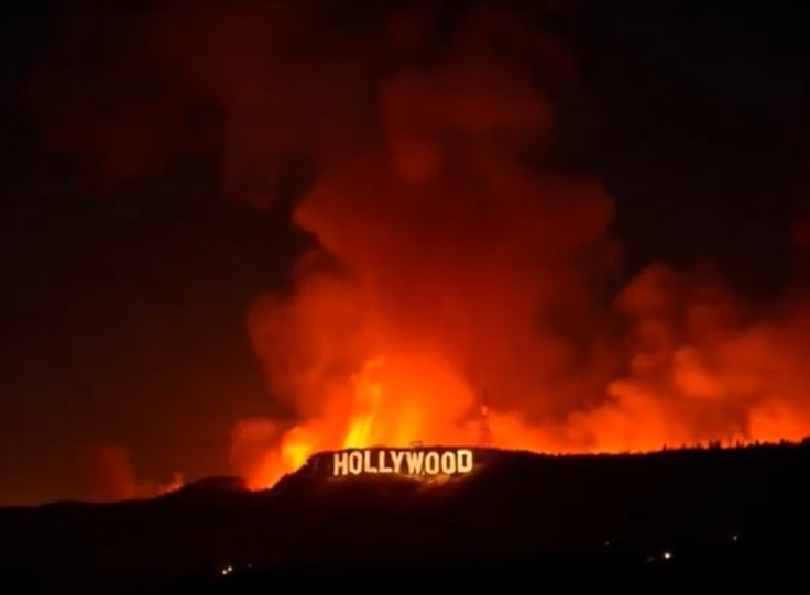 Hollywood sign burning fake