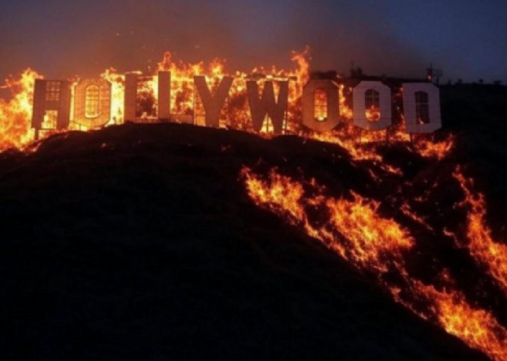 Hollywood sign burning fake