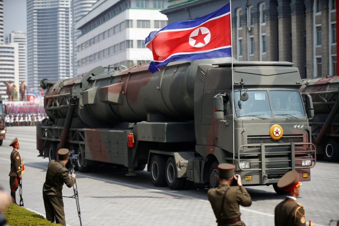 North Korea displays new missiles at parade