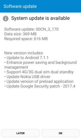 Nokia 6 Android 7.1.1 changelog