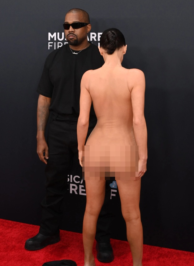 Kanye West and Unclothed Bianca Cencori