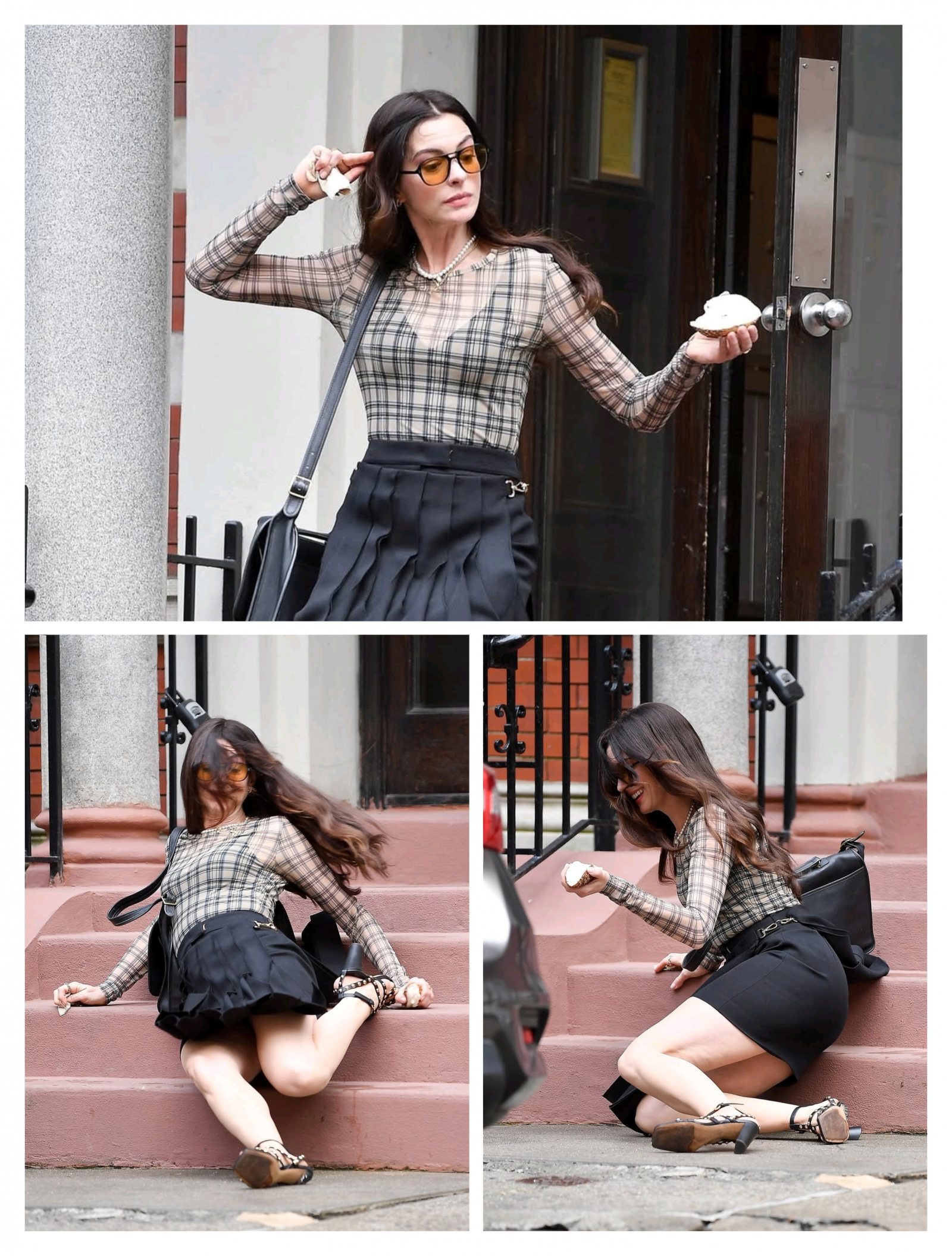 Anne Hathaway Takes a Dramatic Tumble On Set While Filming The Devil Wears Prada Sequel, Sparking Fans’ Reactions.