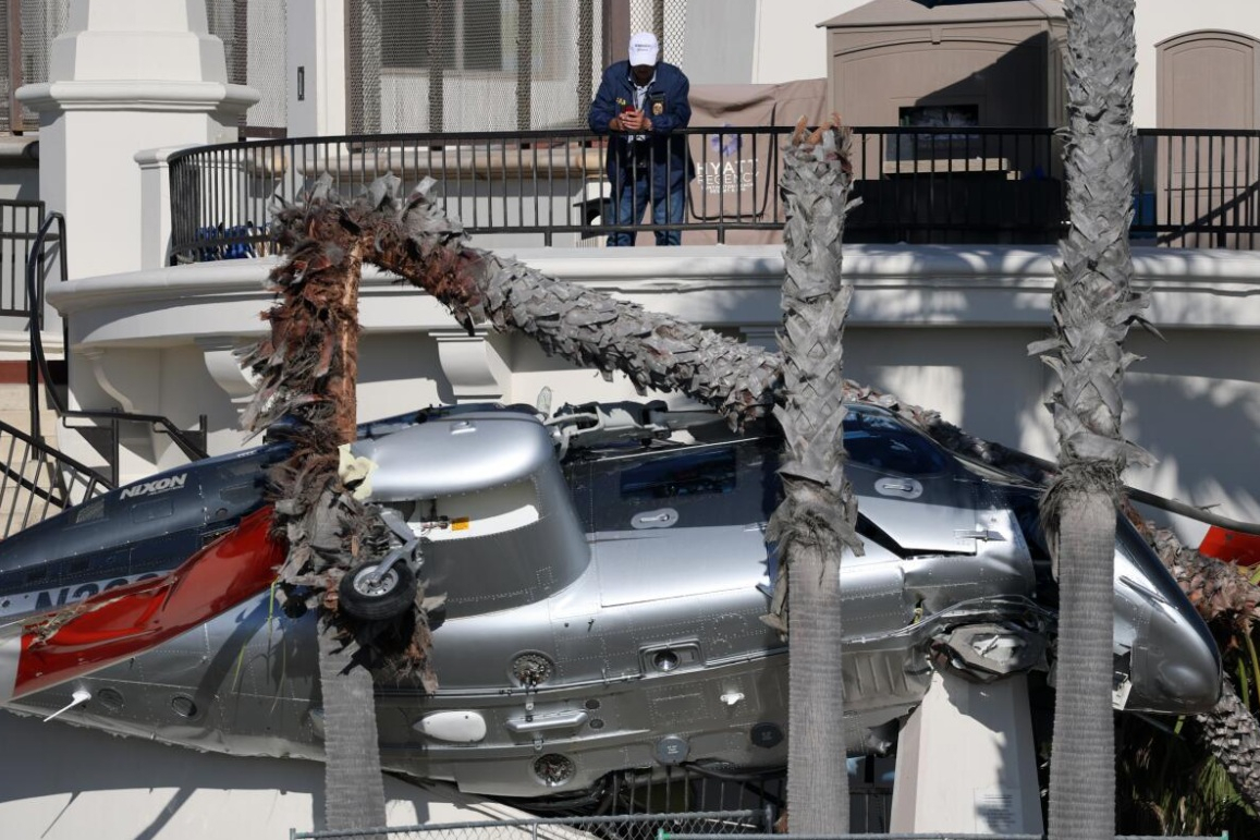 Five Injured After Helicopter Loses Control and Collides with Trees Before Crashing Near Huntington Beach in California