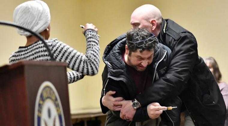 Omar returned to the podium and resumed her speech just minutes later, pressing on as if to show she wouldn't be shaken.